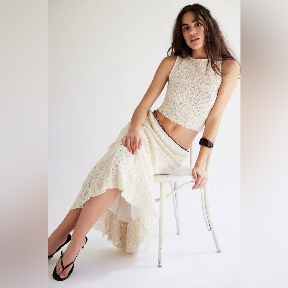 NWOT Free People Laney Set in Natural Combo
